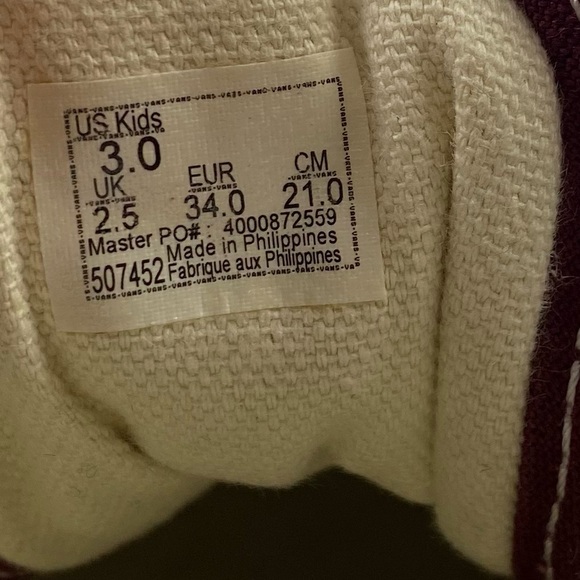 Vans burgundy old Skool size 3 youth - Picture 6 of 6